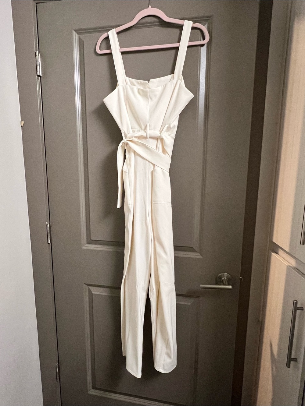 ZARA BELTED JUMPSUIT White Medium - Picture 4 of 5